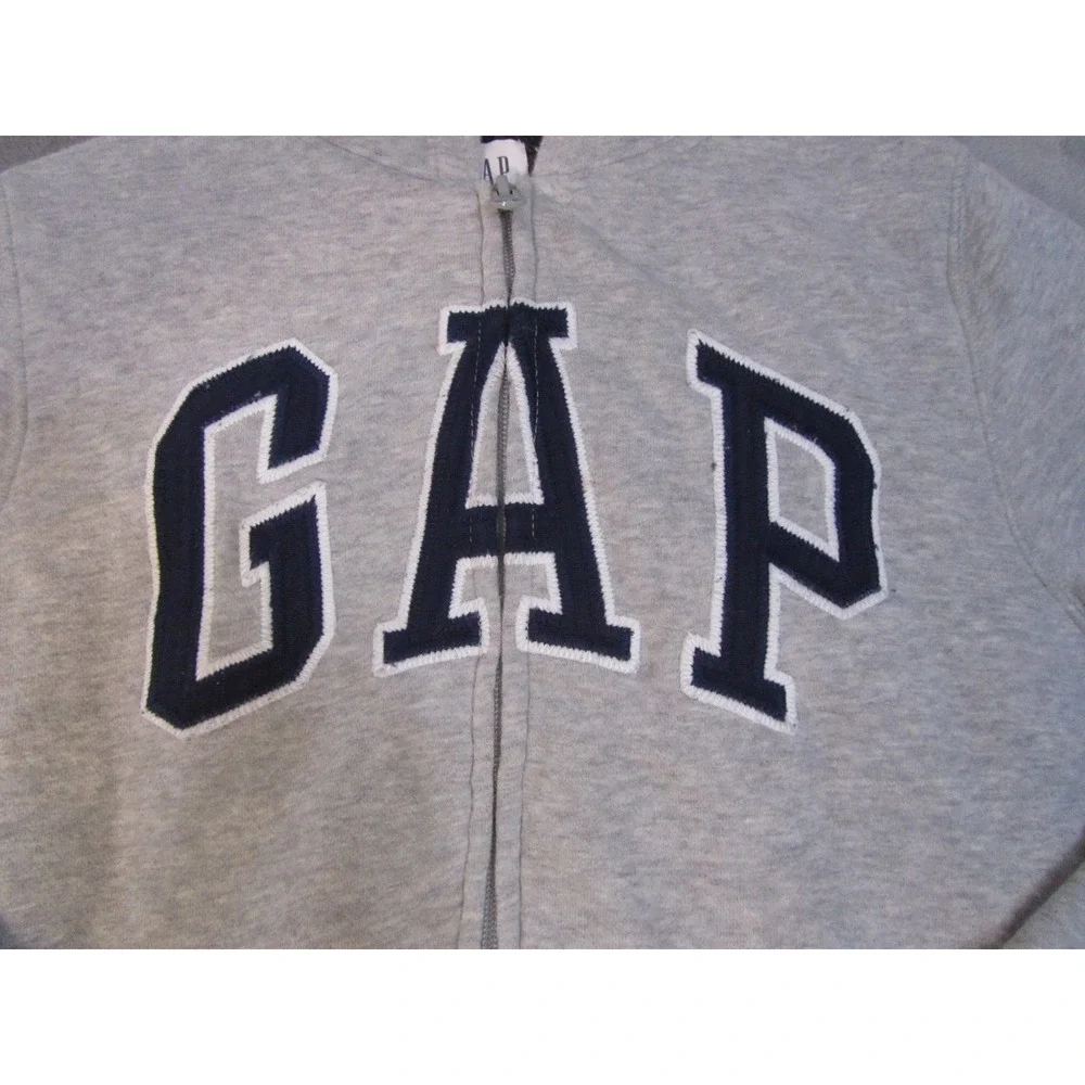 Gap Hoodie Kids Large Gray Sherpa Lined Full Zip Arch Logo Sweatshirt